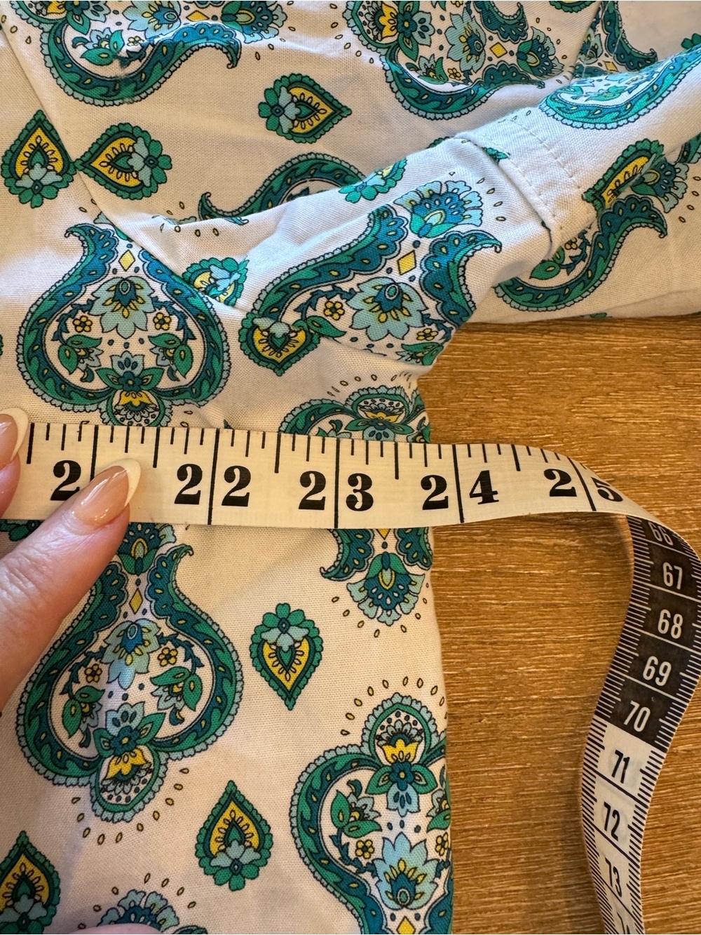 LOFT Teal and off white with yellow accents Paisley Print Blouse cotton blend - Picture 6 of 8